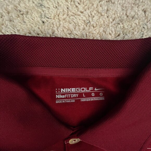 Nike Golf Fitdry Mens Polo Large Red White Striped Short Sleeve Shirt Polyester - Picture 6 of 11